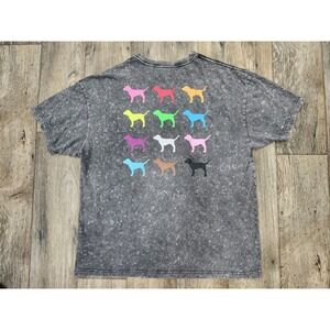 Victoria Secret PINK Pride Shirt Distressed Rainbow Dog Logo O/S Over size sleep